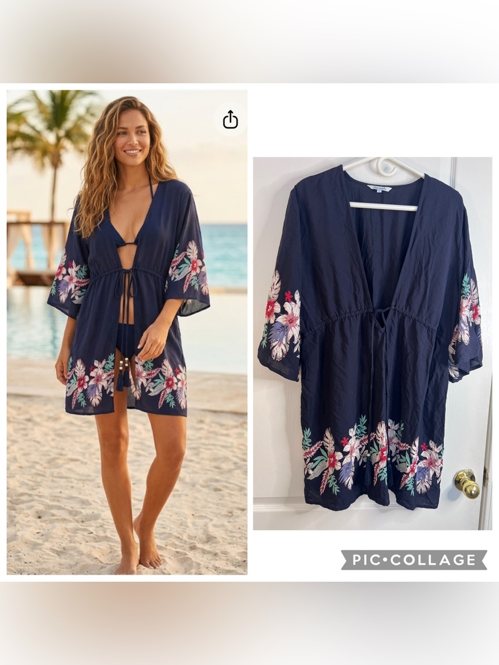 blue island floral Navy Logo Tag Garment size XL